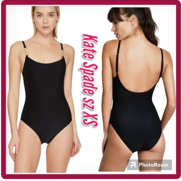 KATE SPADE Black One Piece Swimsuit MWT sz XS - Picture 2 of 10